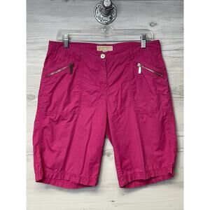 Michael Kors Shorts Womens 10 Pink Cargo Bermuda Zipper Pockets Casual Summer